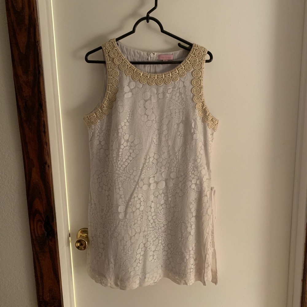 White & Gold Lace Lily Pulitzer Romper